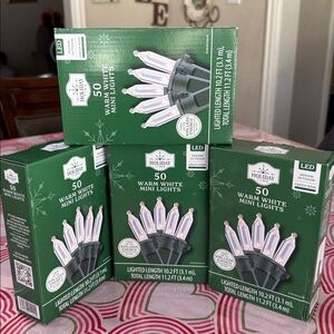 Holiday Time "Set of 4" 50-Count Mini Warm White LED Christmas String Lights